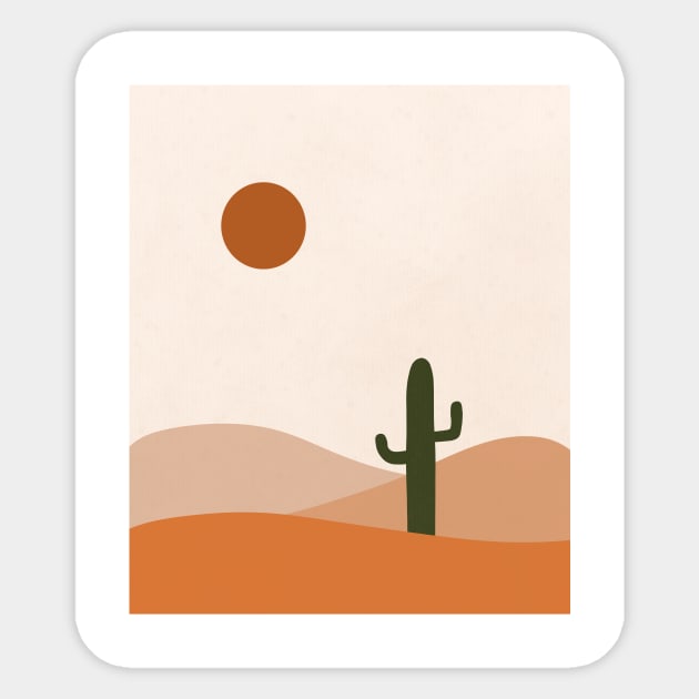 Cactus in the desert sand Sticker by Laevs